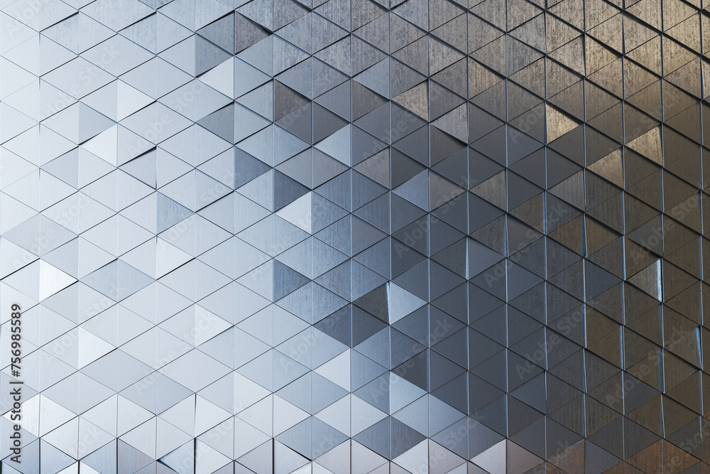 Aufkleber Creative sparkling gray triangular landing page background. 3D Rendering.
