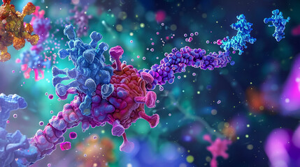 Capture the dynamic interaction between an antibody and a pathogen in a vivid detailed showdown. The antibody