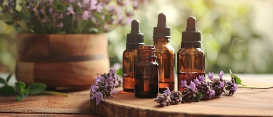 Fototapeta na wymiar Aromatherapy oils for natural cosmetics concept
