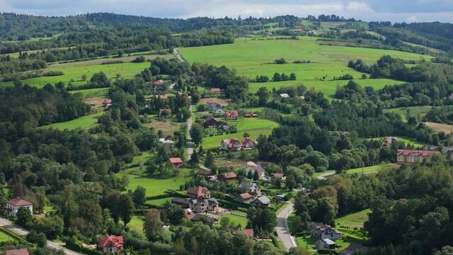 Beautiful Landscape Mountains Bieszczady Bircza Aerial View Poland