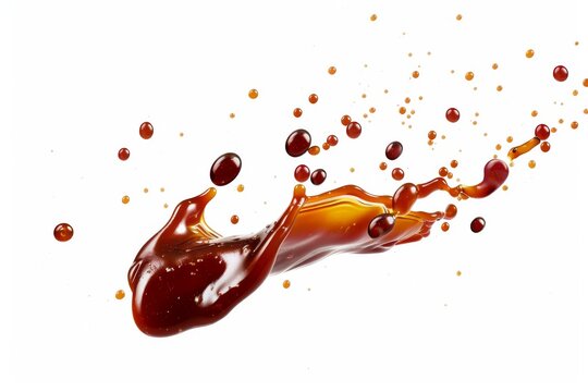 BBQ sauce splatter on white background brown stain