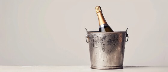 champagne in bucket on white background