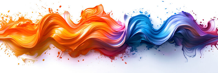 Abstract brush strokes forming a colorful whirlwind on transparent background. - obrazy, fototapety, plakaty