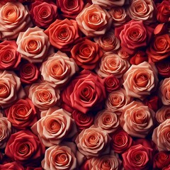 Natural fresh red roses flowers pattern wallpaper.