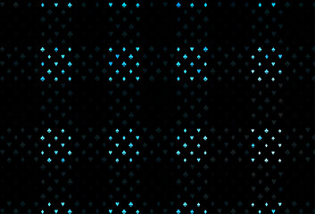 Dark blue vector cover with symbols of gamble. - obrazy, fototapety, plakaty