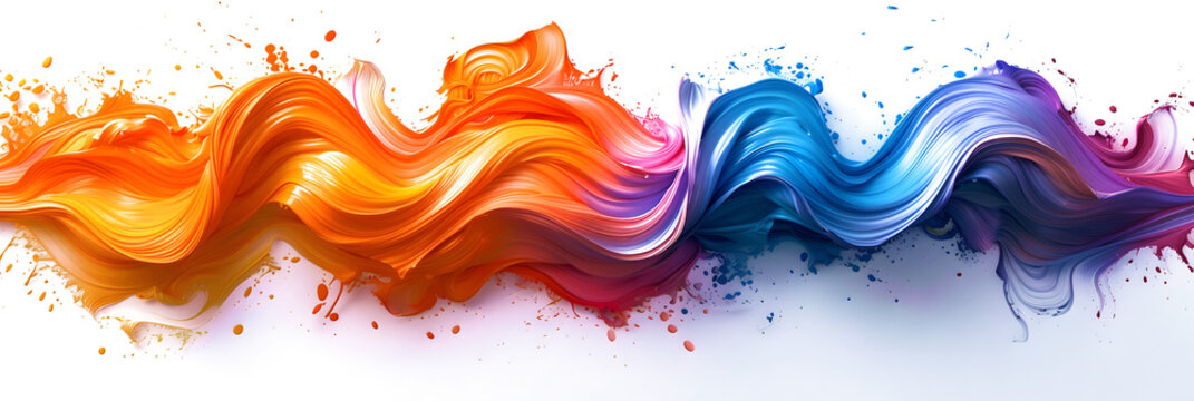 Abstract brush strokes forming a colorful whirlwind on transparent background.
