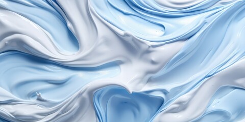 Obraz premium Blue and white swirl of paint with light blue and white background