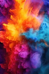 Colorful explosion of smoke and fire with rainbow of colors