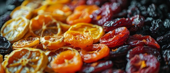 Close up of dehydrated fruits