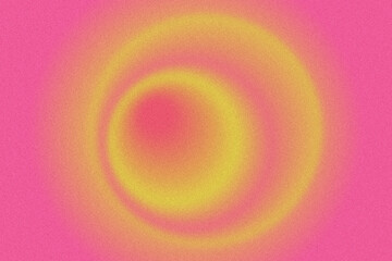 Grainy texture, rainbow blur background with blend circles or round gradation, color spectrum with dust texture backdrop. Neon pink, yellow vintage style wallpaper.