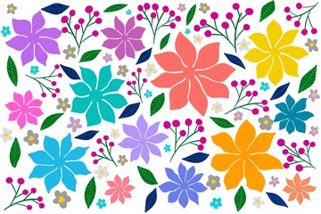 Spring botanical blooming hand drawn flowers illustration design for fashion, fabric, textile, wallpaper, banner, cover, print, poster, web , wrapping and greeting and invitation card