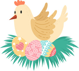 easter chicken with eggs