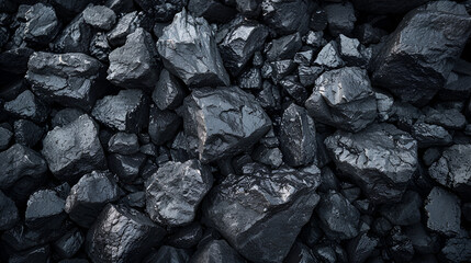 Coal Lumps with Copy Space for Text, Dark and Textured Background for Energy and Industrial Concepts, Generative AI

