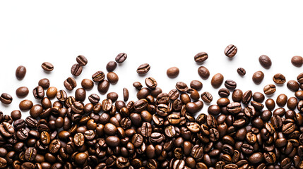 Coffee Beans Isolated on White Background with Copy Space for Text or Design Element, Fresh Roasted Arabica Coffee Concept, Generative AI

