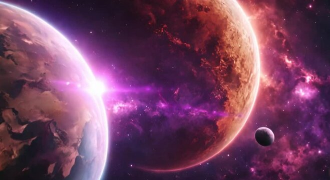 Amazing 3D planets, galaxy background