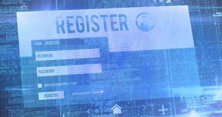 Image of a padlock in a shield over a registration website