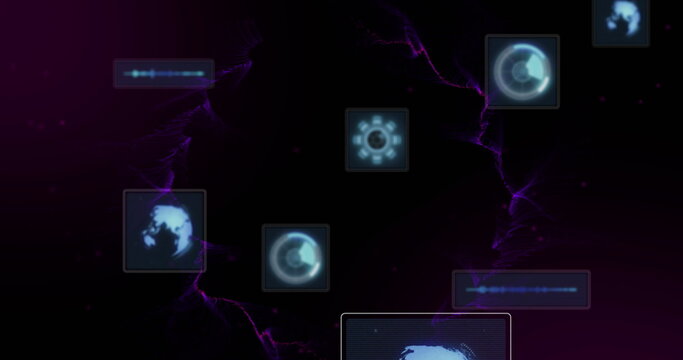 Image of scopes scanning and data processing on dark background