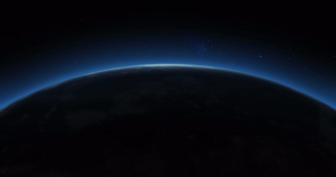 Naklejki A serene view of Earth's horizon from space, with copy space