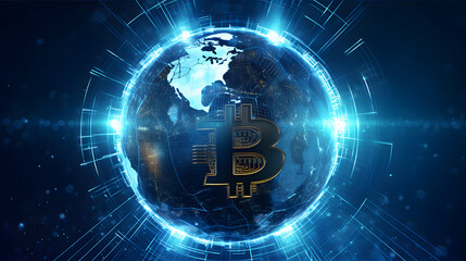 global financial revolution, bitcoin development. black background