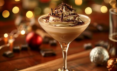 Enjoy Amarula liqueur garnished with chocolate shavings and whipped cream