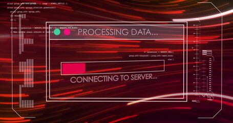 Image of data processing over red light trails