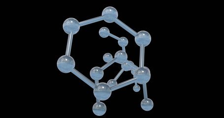 Image of 3d micro of network of molecules on black background