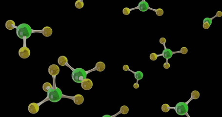 Image of 3d micro of molecules on black background