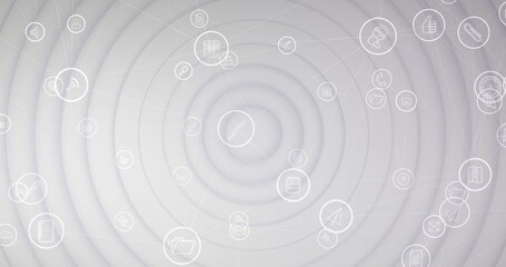 Image of white digital icons over white circles