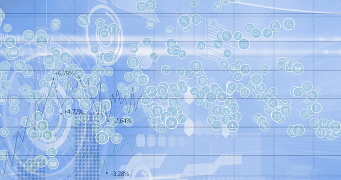Image of scopes scanning with digital icons and data processing - Powered by Adobe