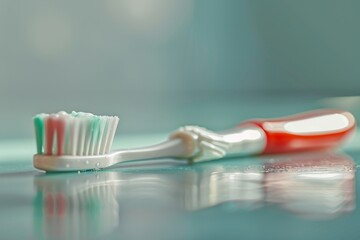 Focus on toothbrush and toothpaste
