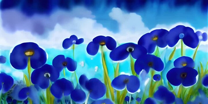 blue sky and flowers background