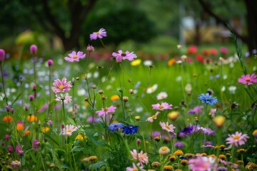 Garden background with flowers