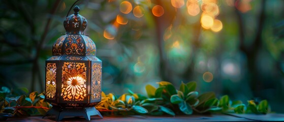Get a beautiful Ramadan lantern with intricate patterns and cut work perfect for design projects Purchase now - obrazy, fototapety, plakaty
