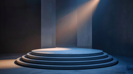 Podium with stage spotlight background