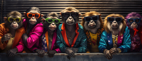 A group of anthropomorphized monkeys.