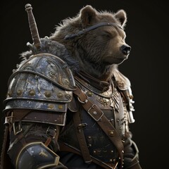 Medieval Bear Warrior in Battle Stance