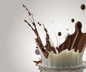 Splash of milk and chocolate mixing