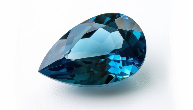 London blue topaz gemstone on white background