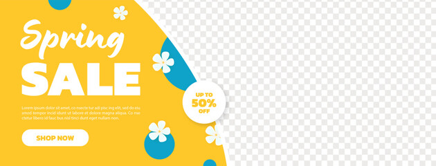 Sale promotion banner for spring. Spring advertising promotion banner for product marketing.