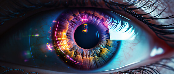 A laser vision correction of multicolor human eye panorama.