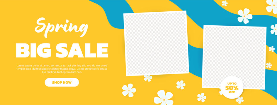 Sale promotion banner for spring. Spring advertising promotion banner for product marketing.