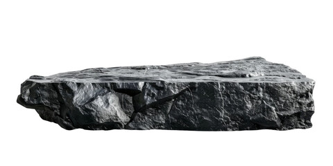 Flat realistic stone rock podium with a rugged texture, suitable for showcasing products with a natural and robust theme, cut out transparent background