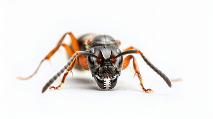 Ant Isolated on White Background, Close-up of Single Ant Crawling, Insect Macro Photography with Detailed Ant, High Resolution Ant Image for Nature Projects, Generative AI


