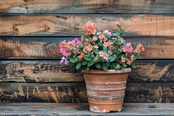 Planter on a wood wall