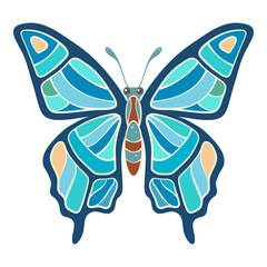 Colorful tropical butterfly vector illustration. - 757000116