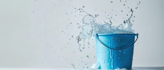 Soapy water bucket on white background with space for text - Powered by Adobe