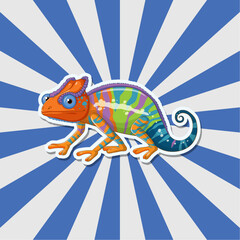 Vibrant vector illustration of a multicolored chameleon