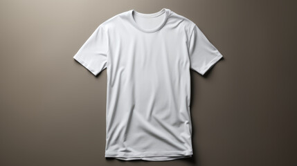 White t-shirt on grey background. Mockup of t-shirt.