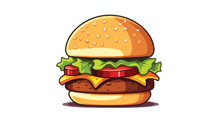 Delicious burger isolated icon flat vector isolated