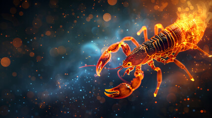 Scorpio Depicted with a Scorpion Ready to Strike, Astrological Zodiac Sign Symbolizing Passionate and Determined Personality Traits, Mystical and Mysterious Constellation Illustration, Generative AI


